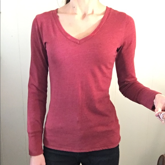Tops | Mossimo Red Long Sleeve Vneck 